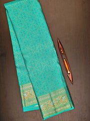 Kanchipuram Silk Cyan 100% Pure Silk  Manoranjitham Weaves - Handloom Store