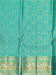 Kanchipuram Silk Cyan 100% Pure Silk  Manoranjitham Weaves - Handloom Store