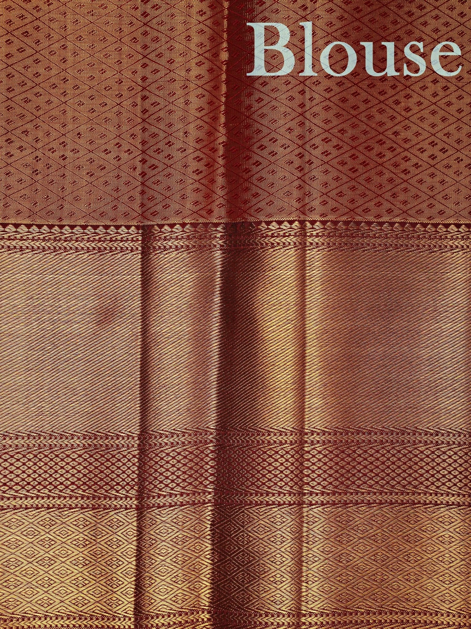 Kanchipuram Silk Peach Pink 100% Pure Silk  - Manoranjitham Weaves - Handloom Store