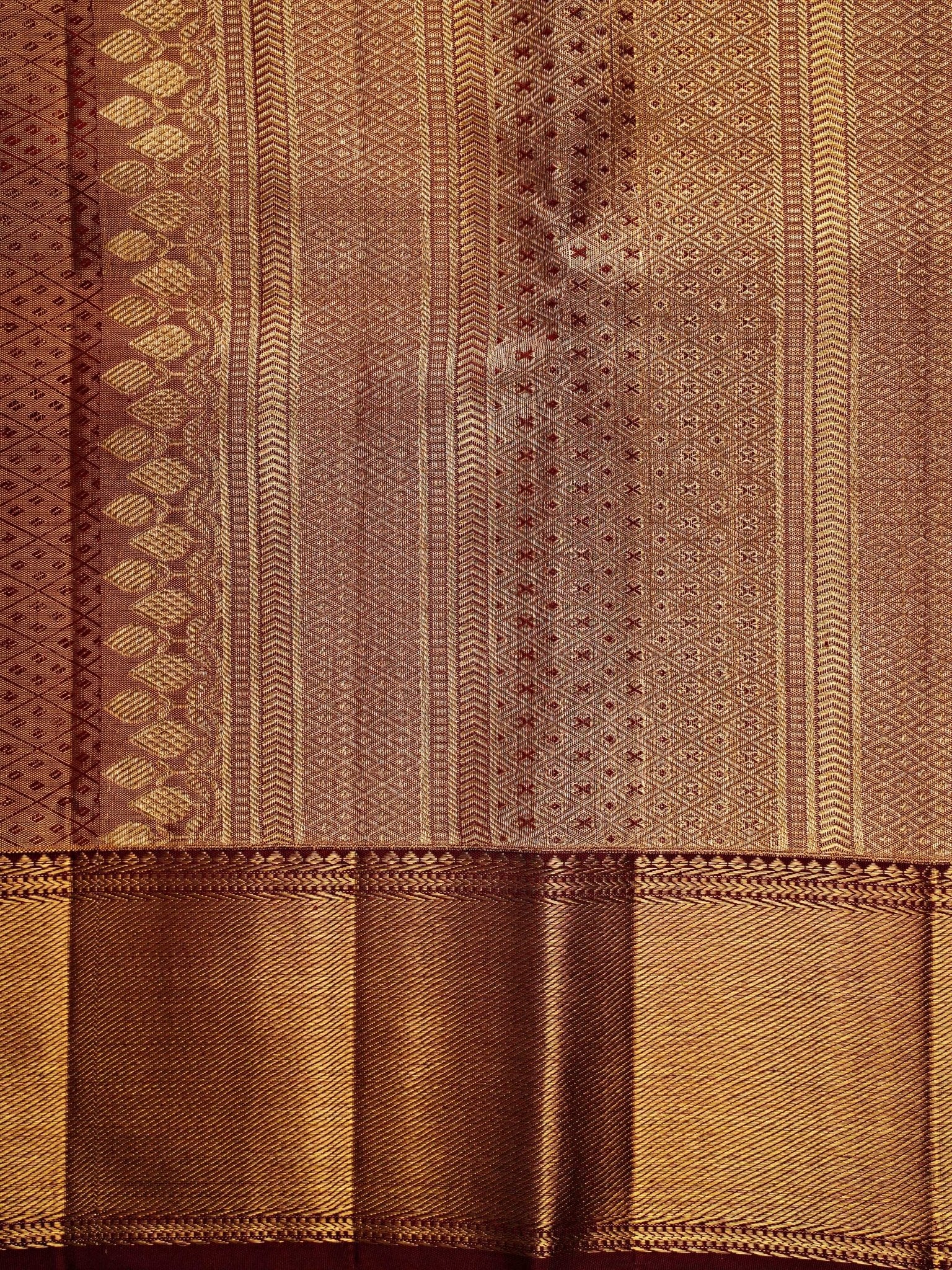 Kanchipuram Silk Peach Pink 100% Pure Silk  - Manoranjitham Weaves - Handloom Store