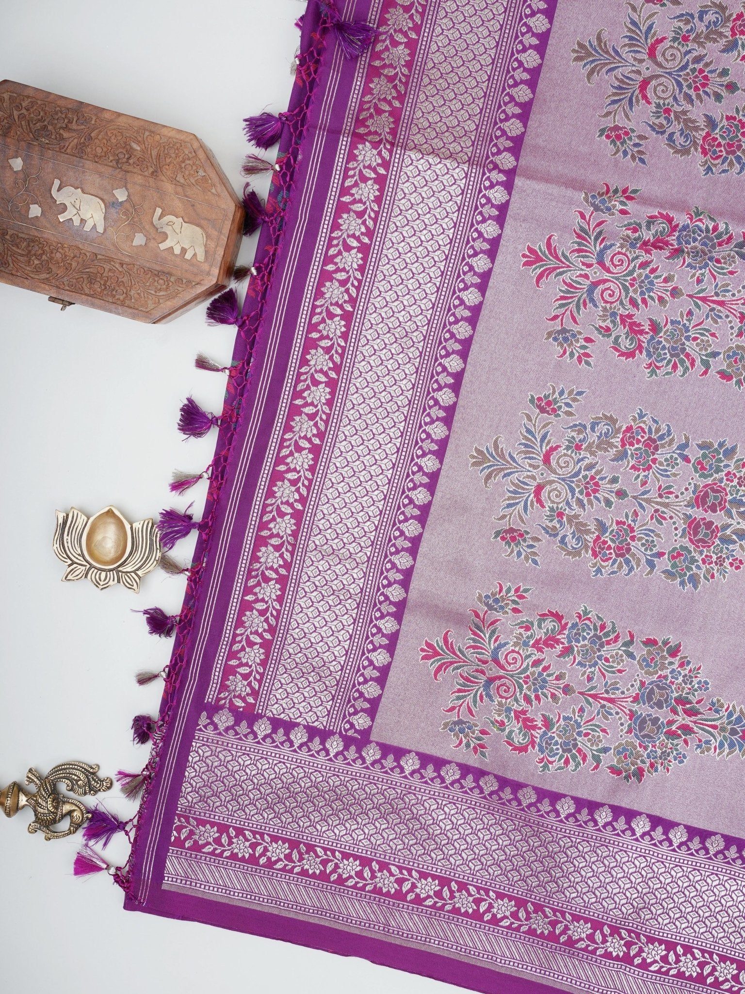 Katan Purple Katan Semi Silk Manoranjitham Weaves - Handloom Store