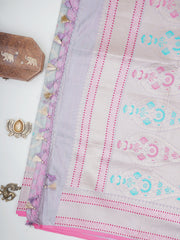 Katan Grey Semi Katan Silk Manoranjitham Weaves - Handloom Store