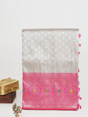 Katan Grey Katan Semi Silk Manoranjitham Weaves - Handloom Store