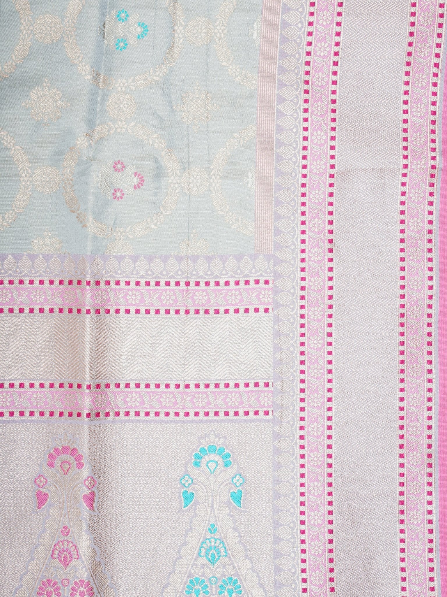 Katan Grey Semi Katan Silk Manoranjitham Weaves - Handloom Store