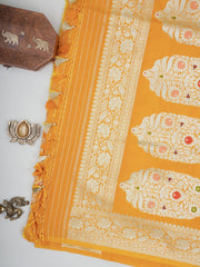 Katan Yellow Katan Semi Silk Manoranjitham Weaves - Handloom Store