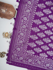 Katan Violet Katan Semi Silk Manoranjitham Weaves - Handloom Store