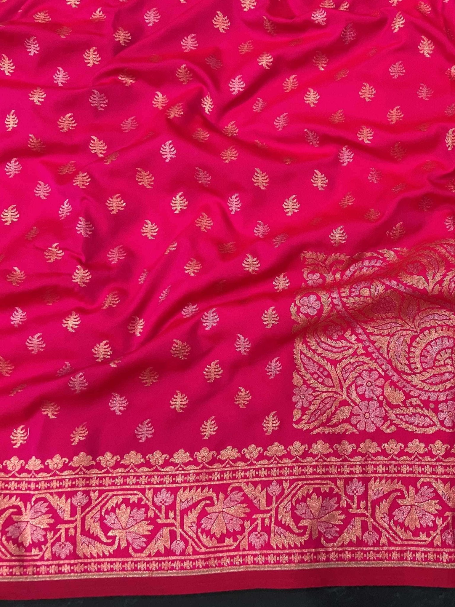 Katan Pink Katan Semi Silk - Manoranjitham Weaves - Handloom Store