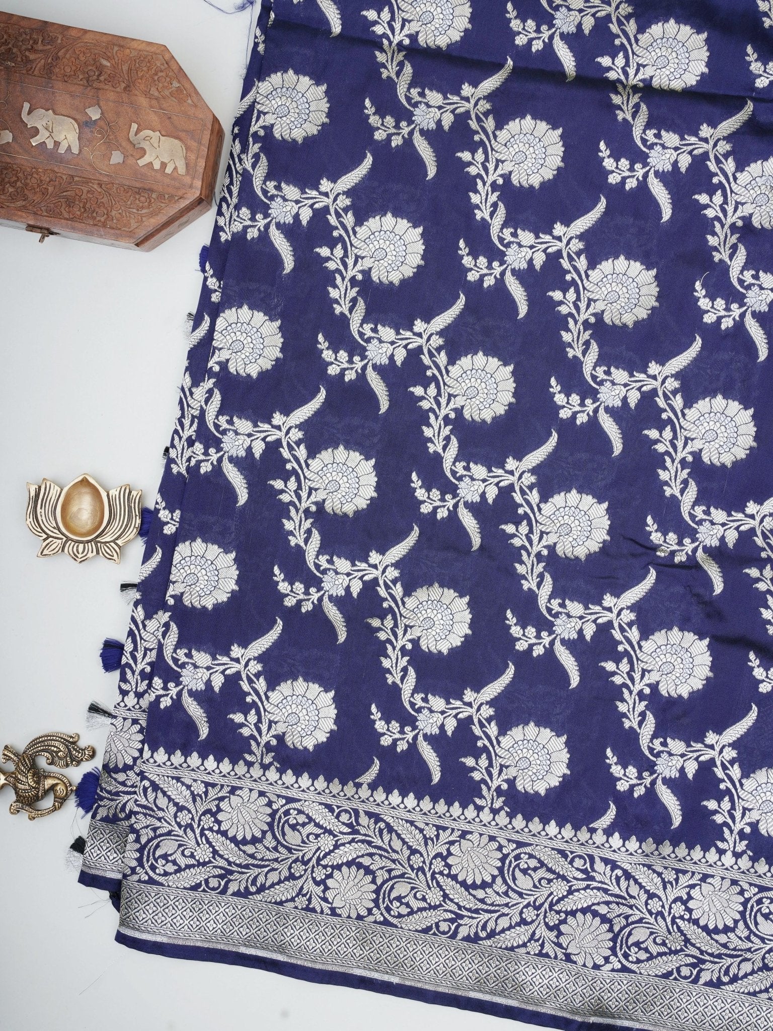 Katan Blue Katan Semi Silk Manoranjitham Weaves - Handloom Store
