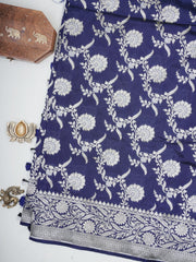 Katan Blue Katan Semi Silk Manoranjitham Weaves - Handloom Store
