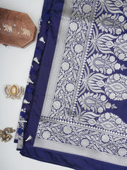 Katan Blue Katan Semi Silk Manoranjitham Weaves - Handloom Store