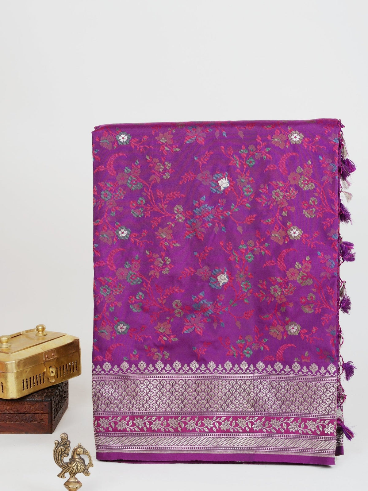 Katan Purple Katan Semi Silk Manoranjitham Weaves - Handloom Store