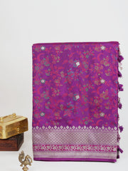 Katan Purple Katan Semi Silk Manoranjitham Weaves - Handloom Store