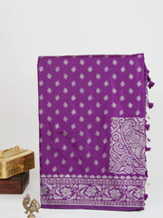 Katan Violet Katan Semi Silk Manoranjitham Weaves - Handloom Store