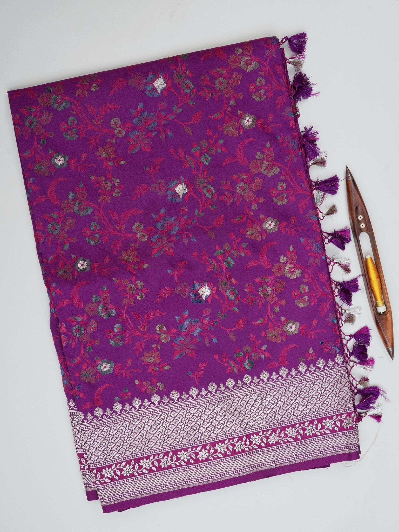 Katan Purple Katan Semi Silk Manoranjitham Weaves - Handloom Store