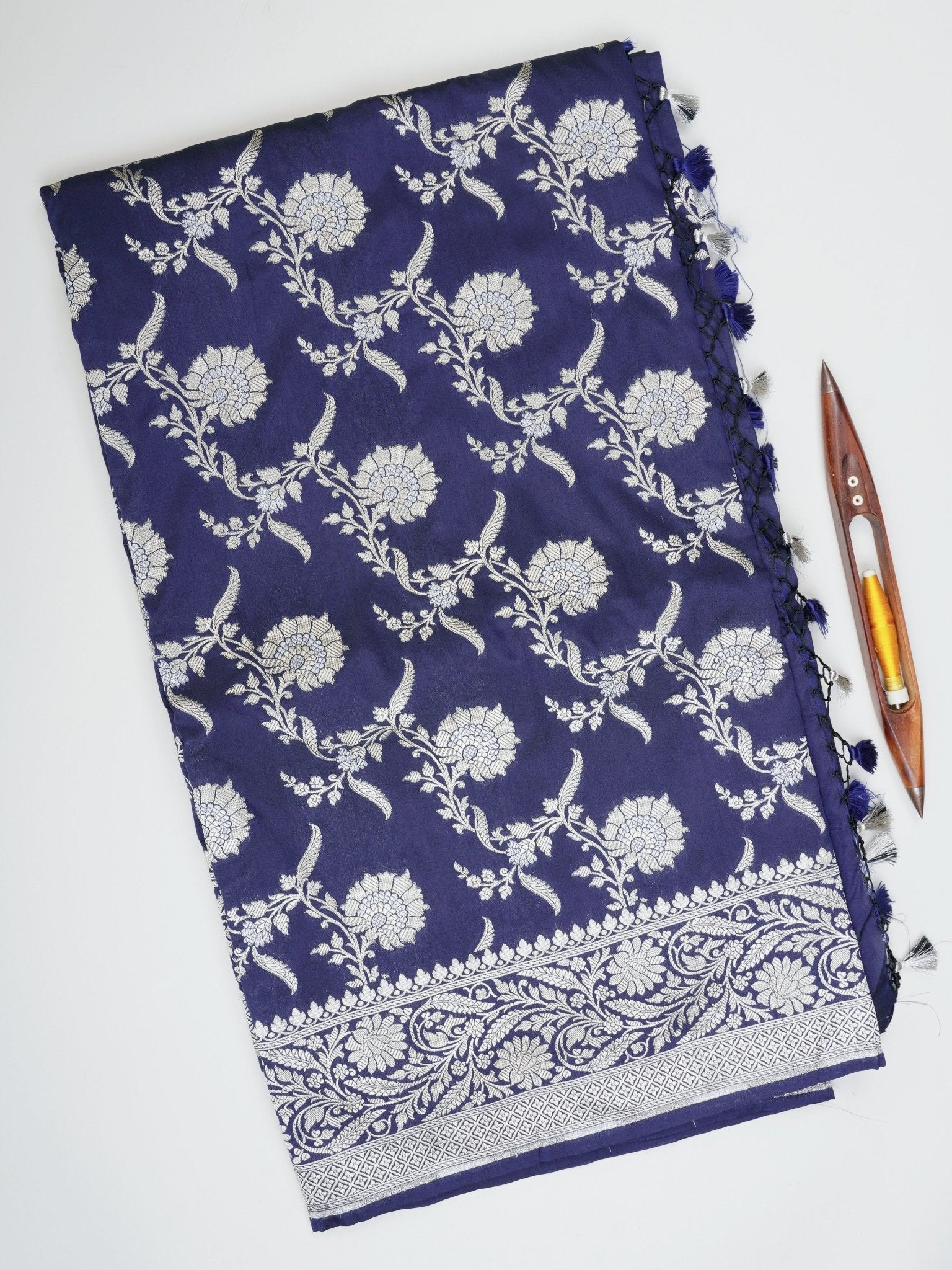 Katan Blue Katan Semi Silk Manoranjitham Weaves - Handloom Store