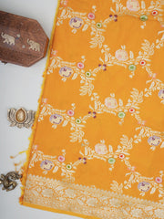 Katan Yellow Katan Semi Silk Manoranjitham Weaves - Handloom Store