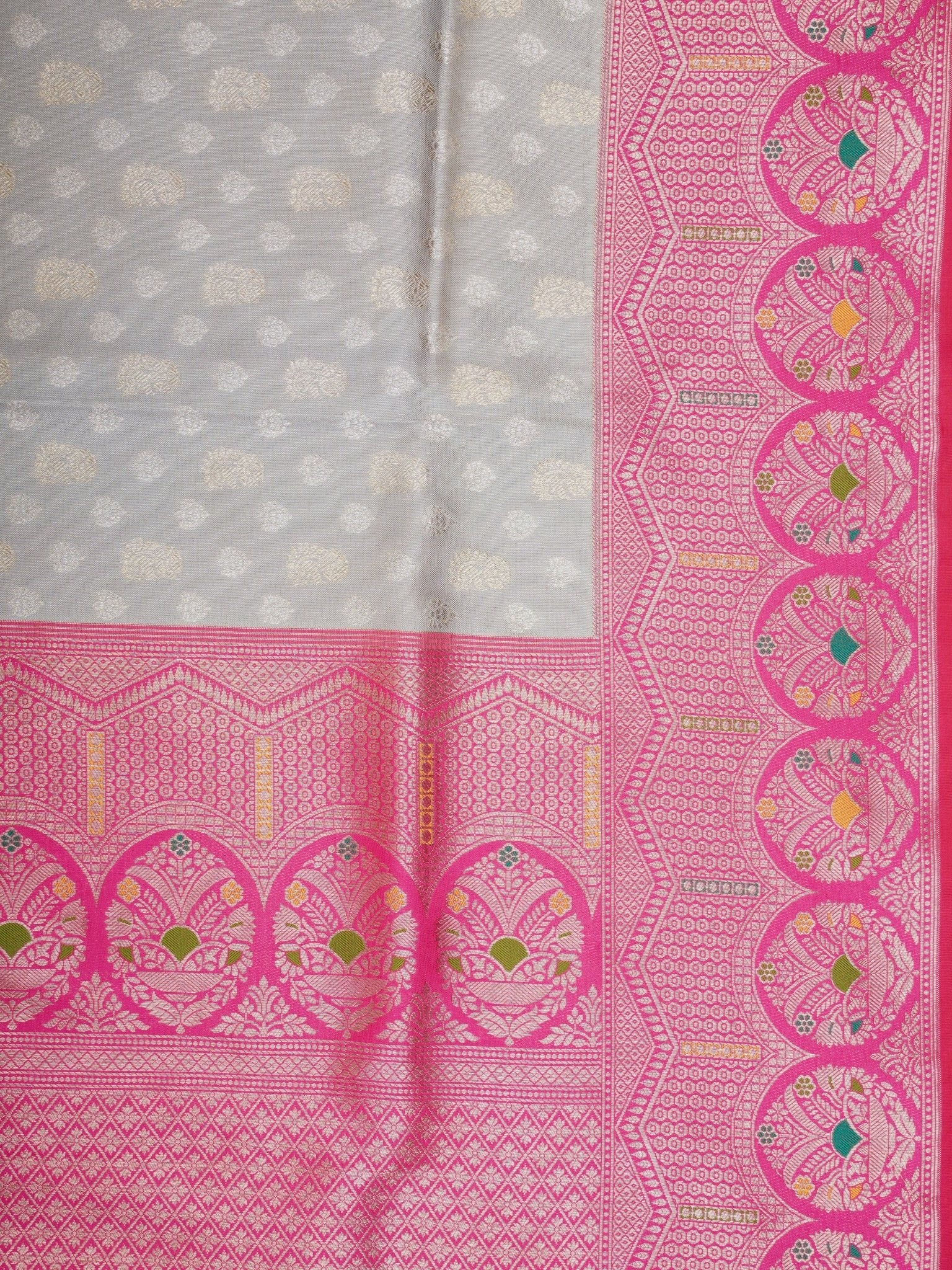 Katan Grey Katan Semi Silk Manoranjitham Weaves - Handloom Store