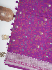 Katan Purple Katan Semi Silk Manoranjitham Weaves - Handloom Store