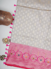 Katan Grey Katan Semi Silk Manoranjitham Weaves - Handloom Store
