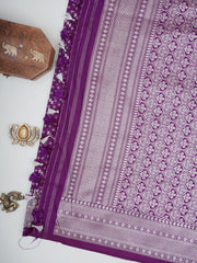 Katan Purple Katan Semi Silk Manoranjitham Weaves - Handloom Store