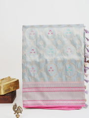 Katan Grey Semi Katan Silk Manoranjitham Weaves - Handloom Store