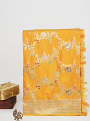 Katan Yellow Katan Semi Silk Manoranjitham Weaves - Handloom Store