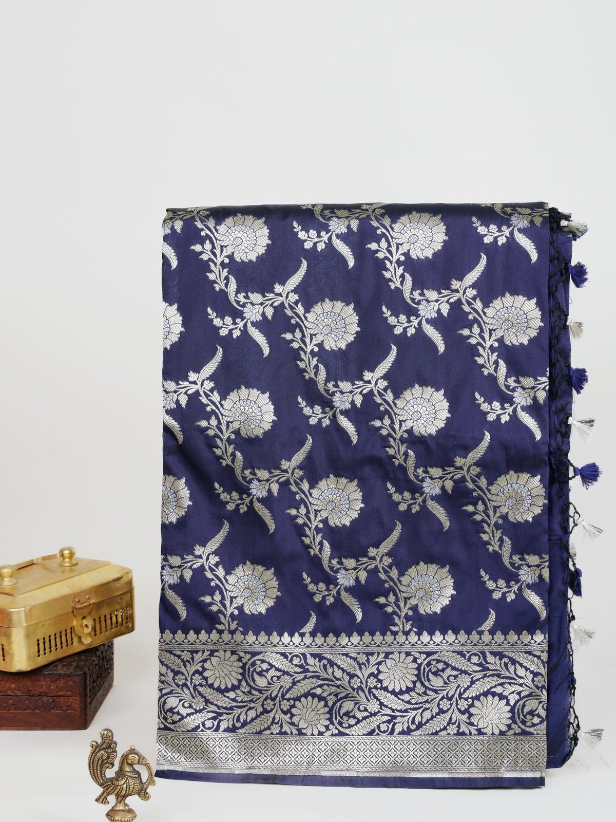 Katan Blue Katan Semi Silk Manoranjitham Weaves - Handloom Store