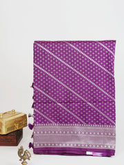 Katan Purple Katan Semi Silk Manoranjitham Weaves - Handloom Store