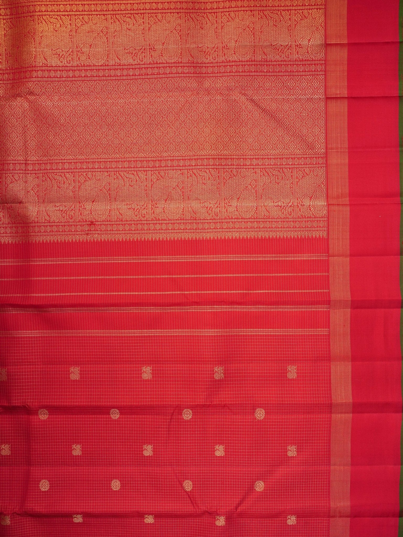 Kanchipuram Silk Red 100% Pure Silk  - Manoranjitham Weaves - Handloom Store