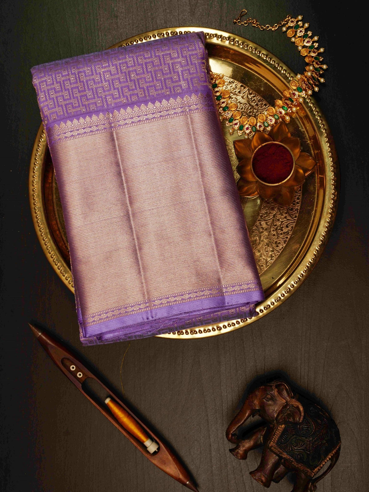 Kanchipuram Silk Violet 100% Pure Silk  Manoranjitham Weaves - Handloom Store
