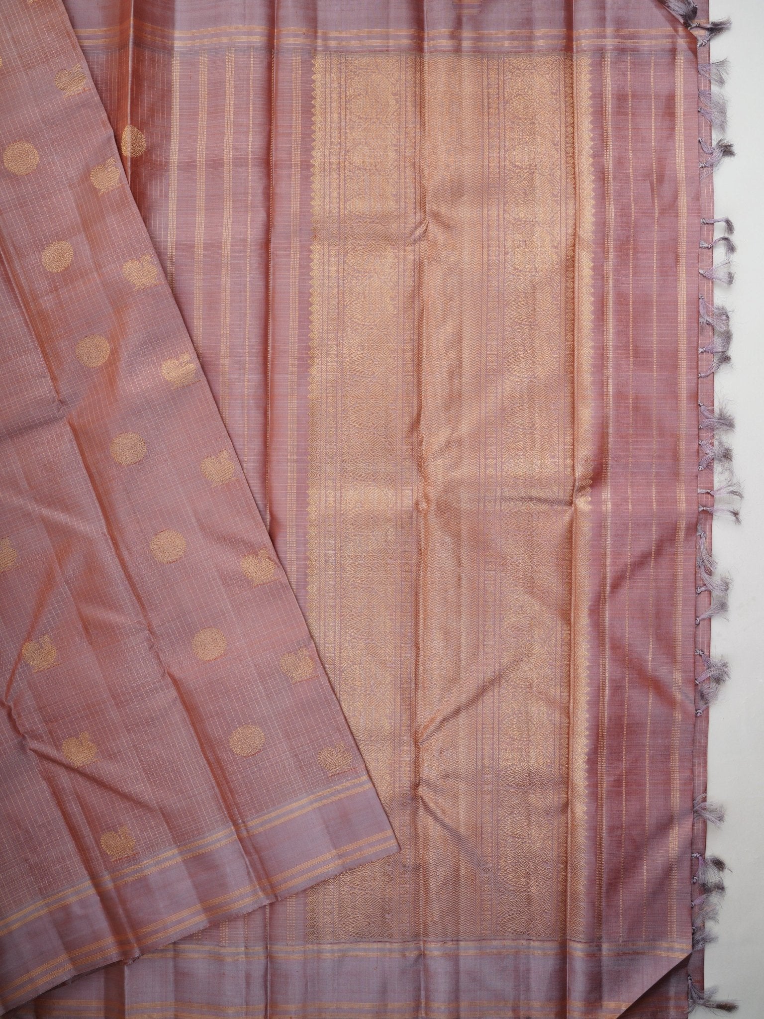 Kanchipuram Silk Light Brown 100% Pure Silk  Manoranjitham Weaves - Handloom Store