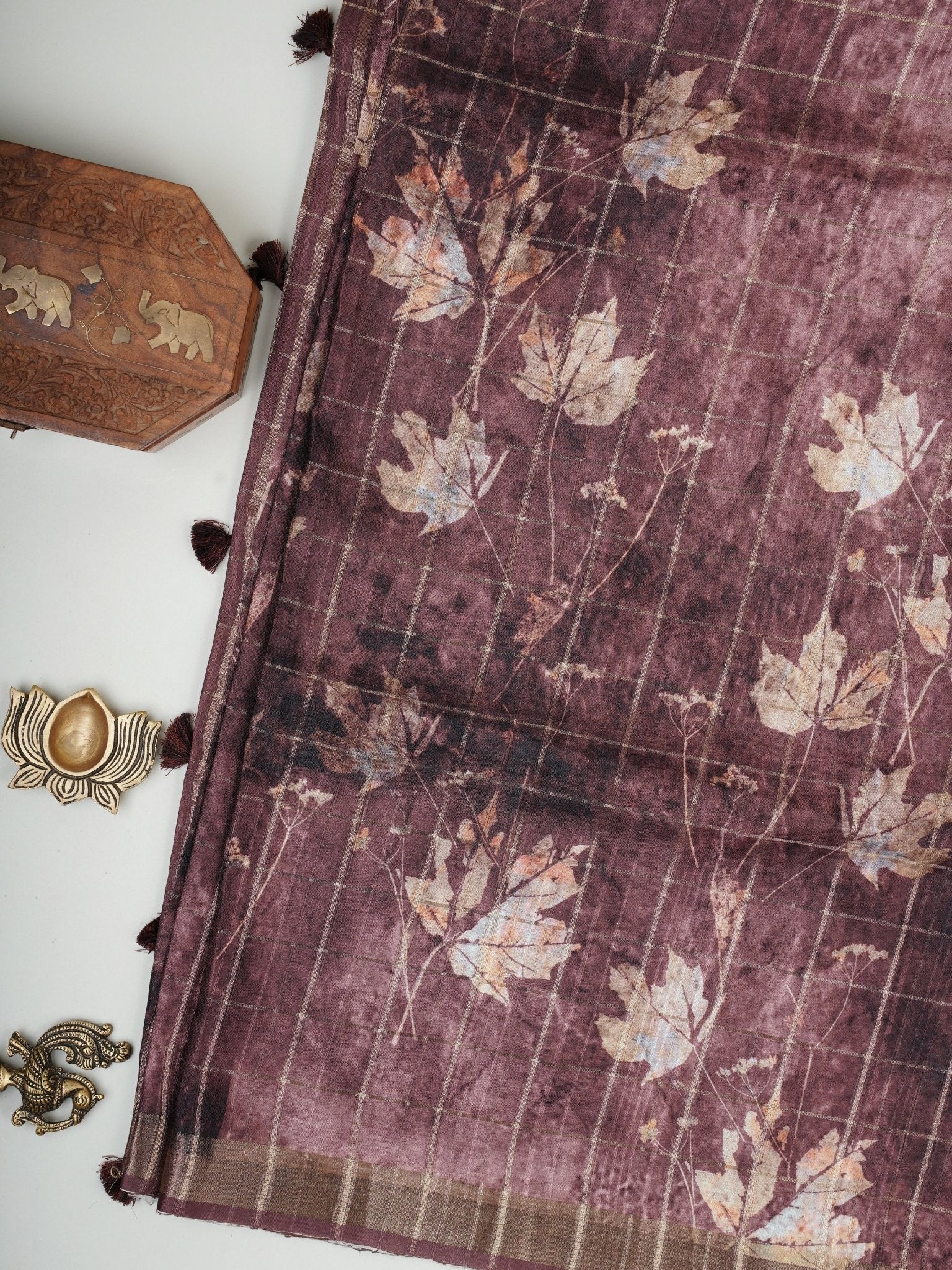Tussars Brown  Semi Tussar Manoranjitham Weaves - Handloom Store