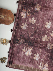 Tussars Brown  Semi Tussar Manoranjitham Weaves - Handloom Store