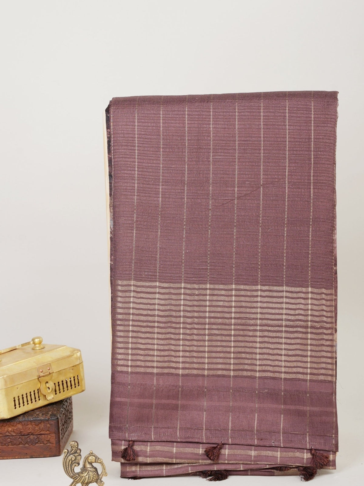Tussars Brown  Semi Tussar Manoranjitham Weaves - Handloom Store