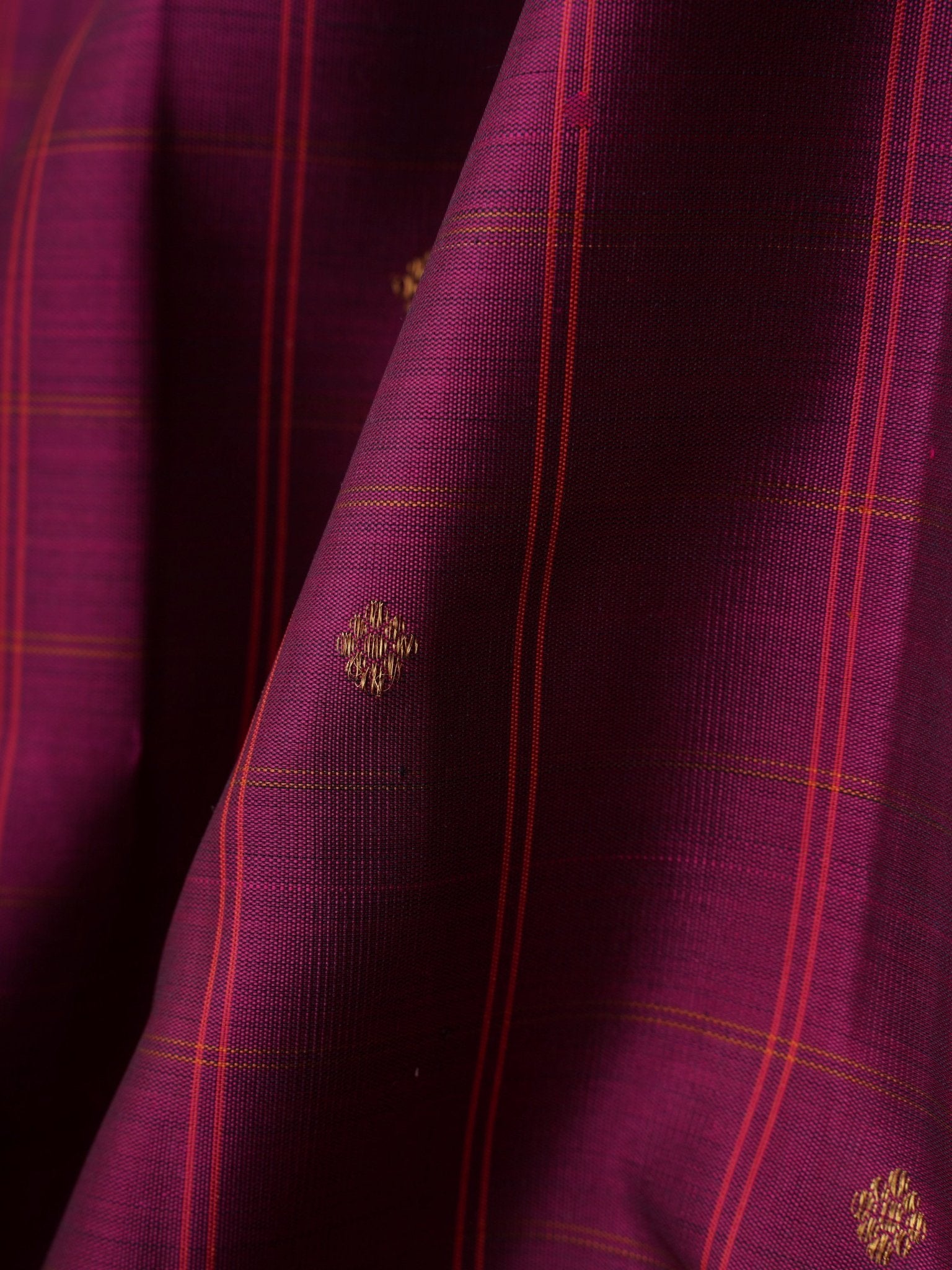 Kanchipuram Silk Magentanta Pink 100% Pure Silk  Manoranjitham Weaves - Handloom Store