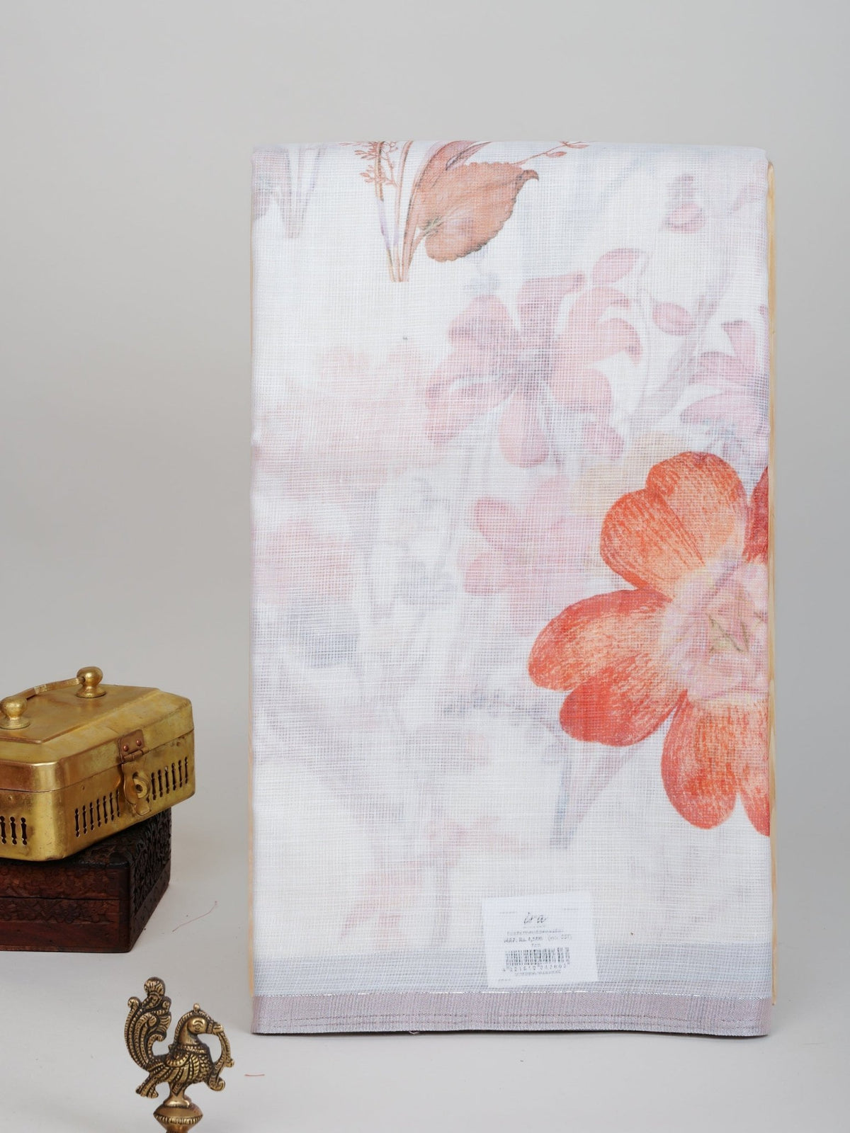 Linen White Silk Kota Manoranjitham Weaves - Handloom Store
