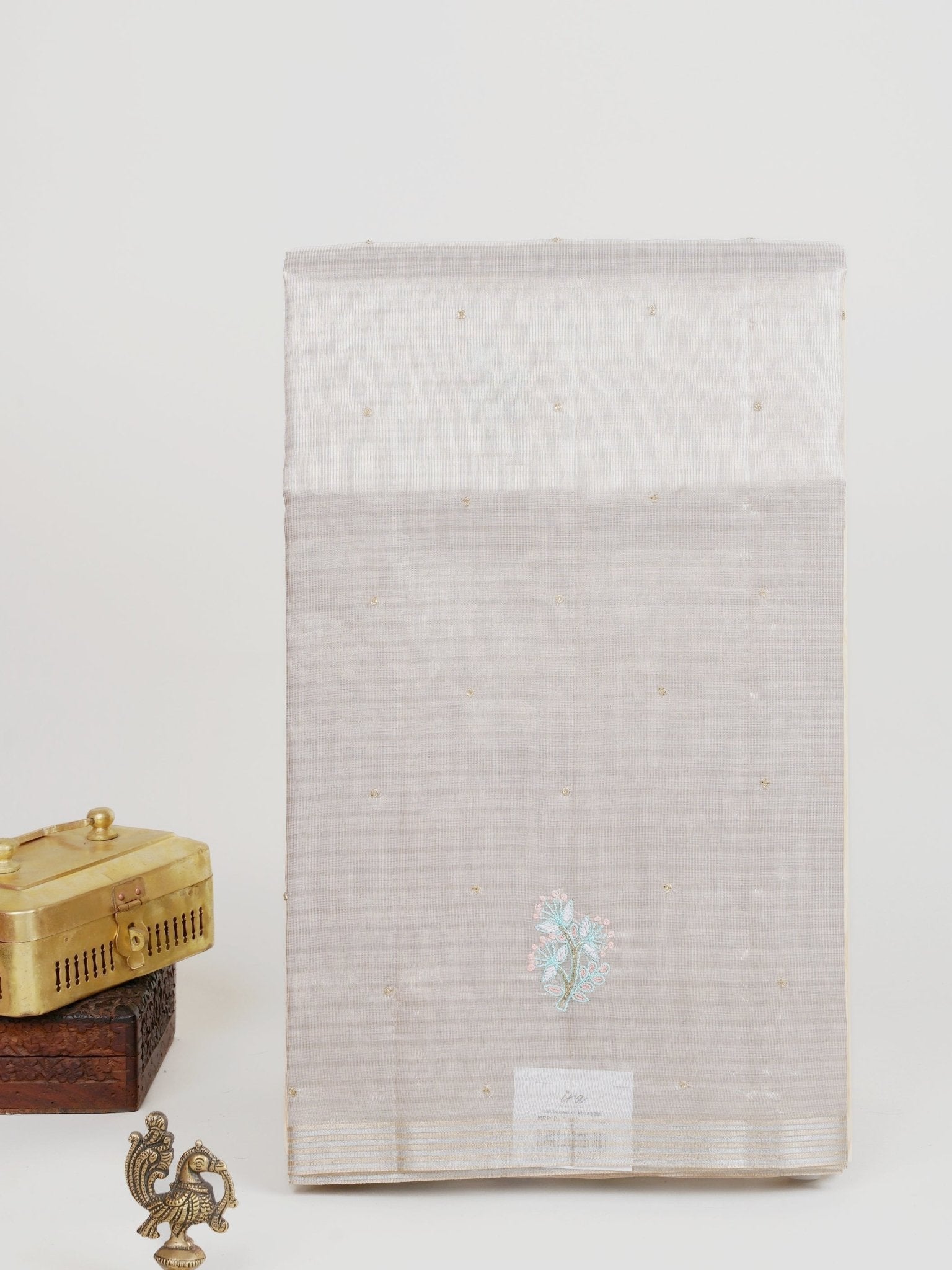 tissue Silver 100% Pure Tissue - Manoranjitham Weaves - Handloom Store