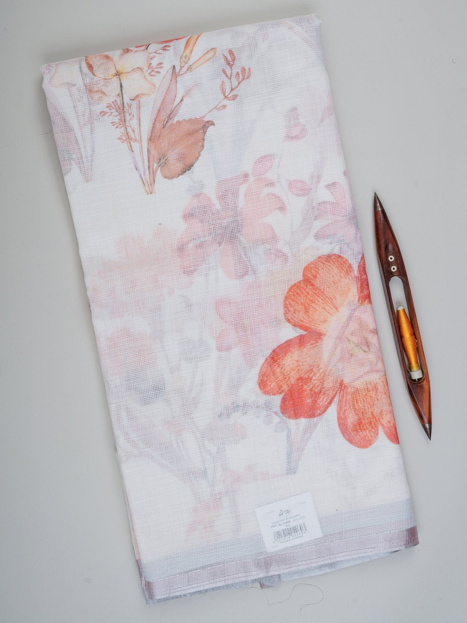 Linen White Silk Kota Manoranjitham Weaves - Handloom Store