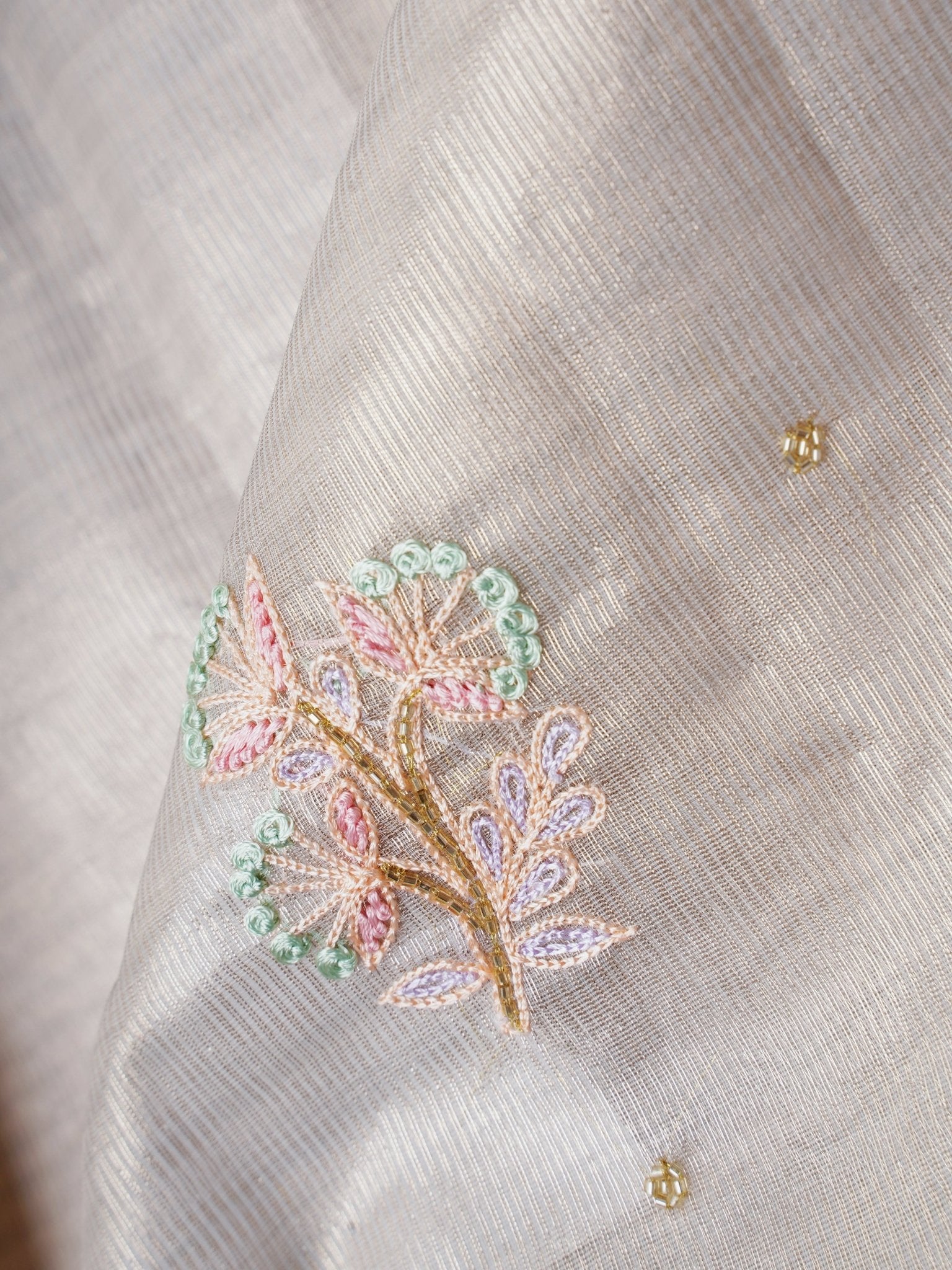 tissue Silver 100% Pure Tissue - Manoranjitham Weaves - Handloom Store