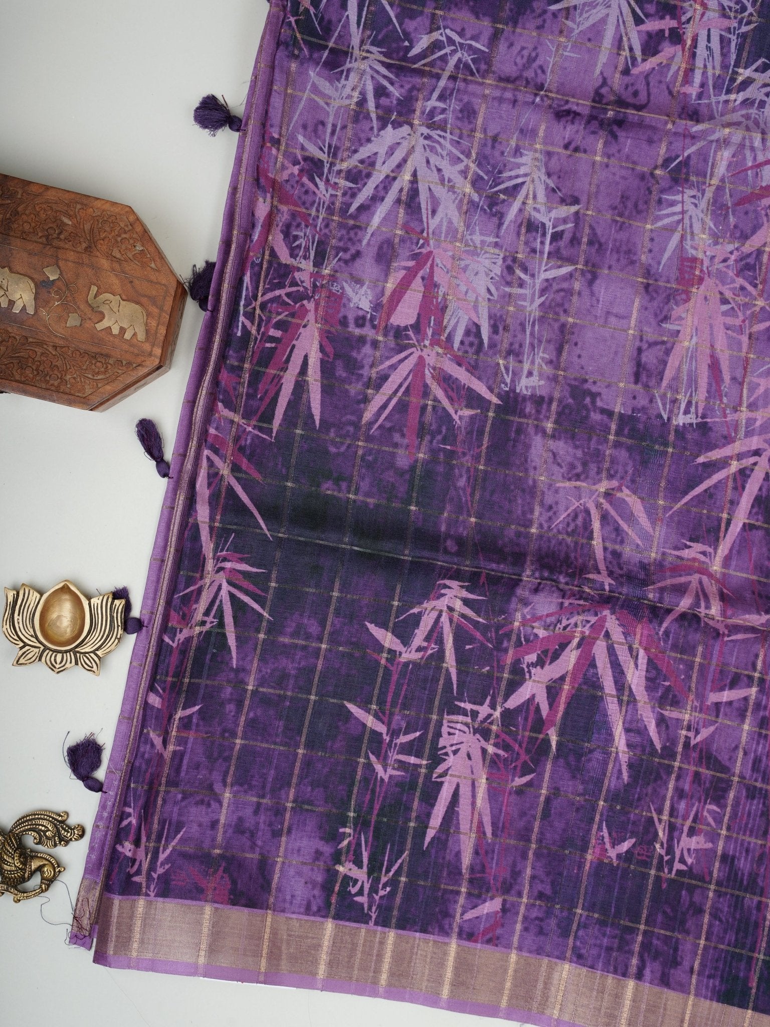 Tussars Violet Semi Tussar Manoranjitham Weaves - Handloom Store