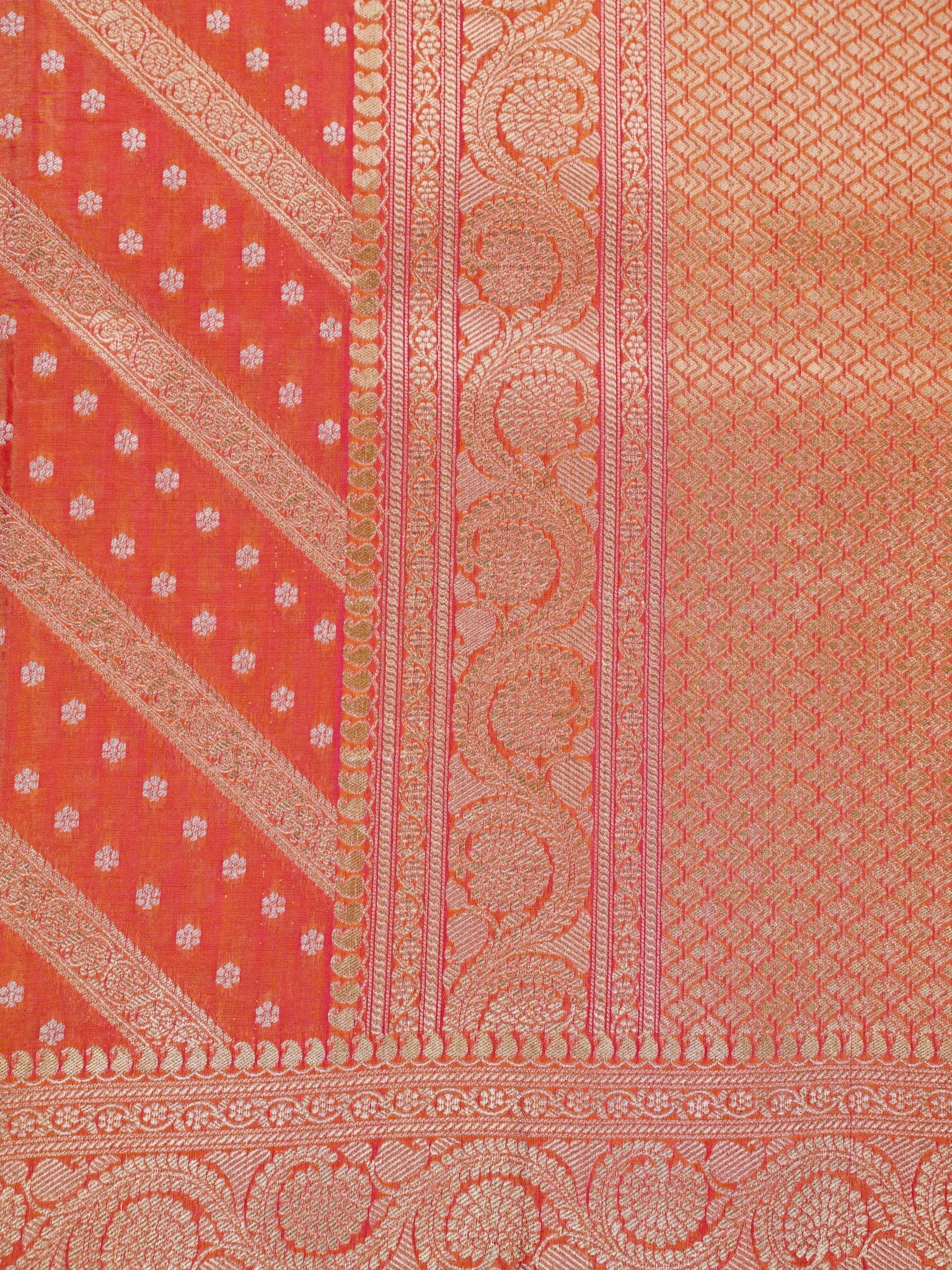 Katan Orange  100% Pure Katan Silk Manoranjitham Weaves - Handloom Store