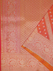 Katan Orange  100% Pure Katan Silk Manoranjitham Weaves - Handloom Store