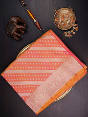 Katan Orange  100% Pure Katan Silk Manoranjitham Weaves - Handloom Store