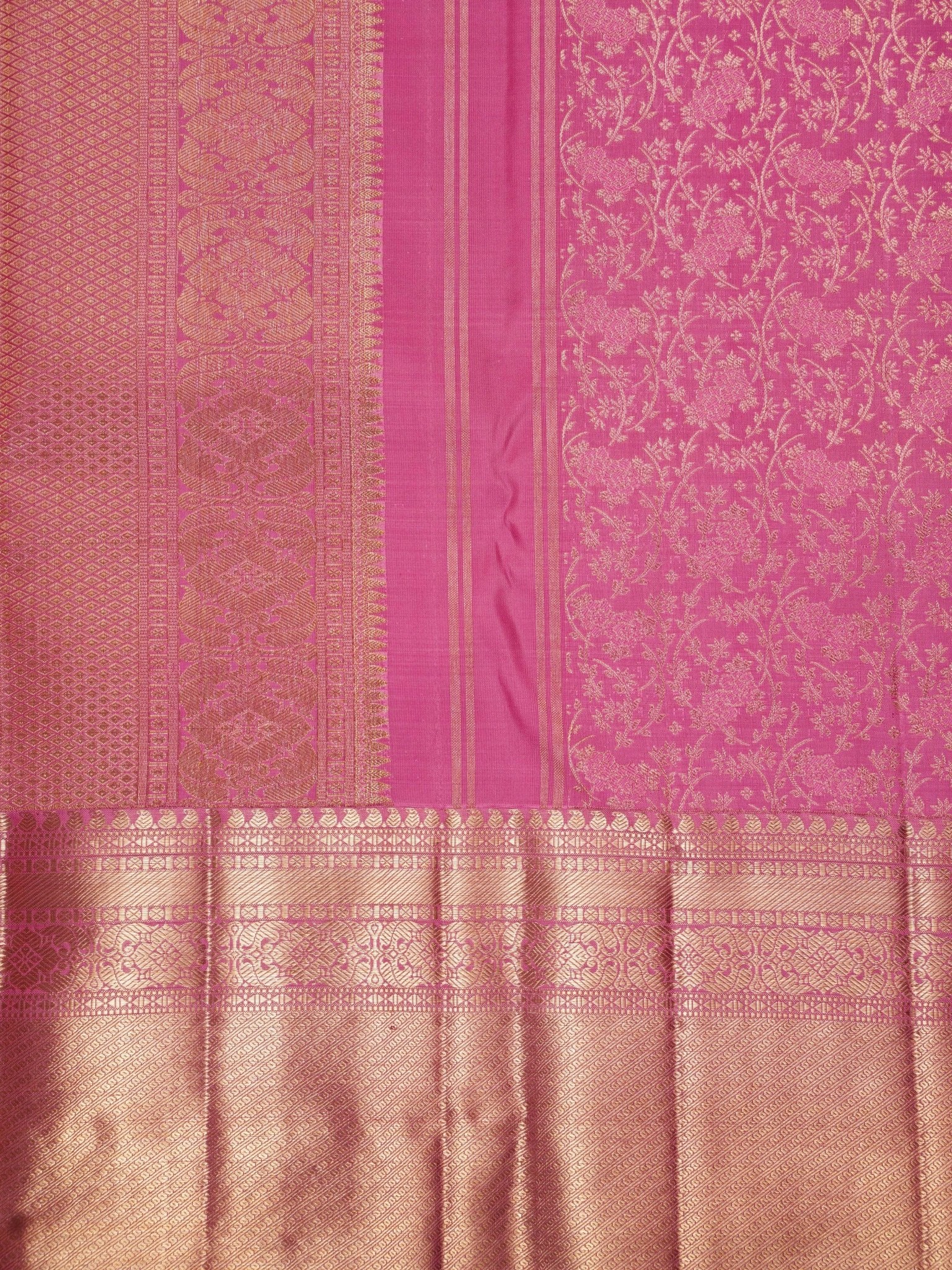 Kanchipuram Silk Pink 100% Pure Silk  Manoranjitham Weaves - Handloom Store