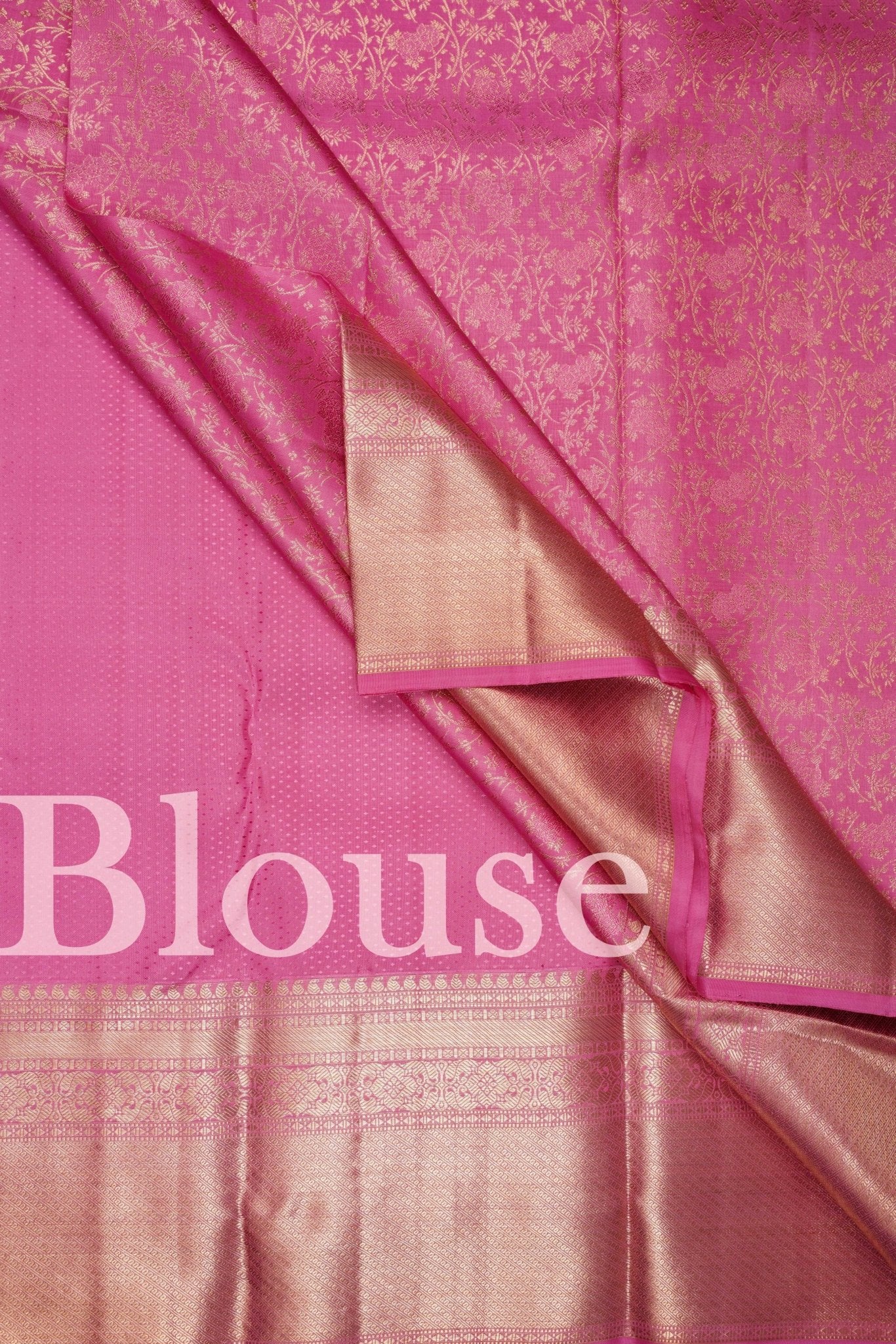 Kanchipuram Silk Pink 100% Pure Silk  Manoranjitham Weaves - Handloom Store