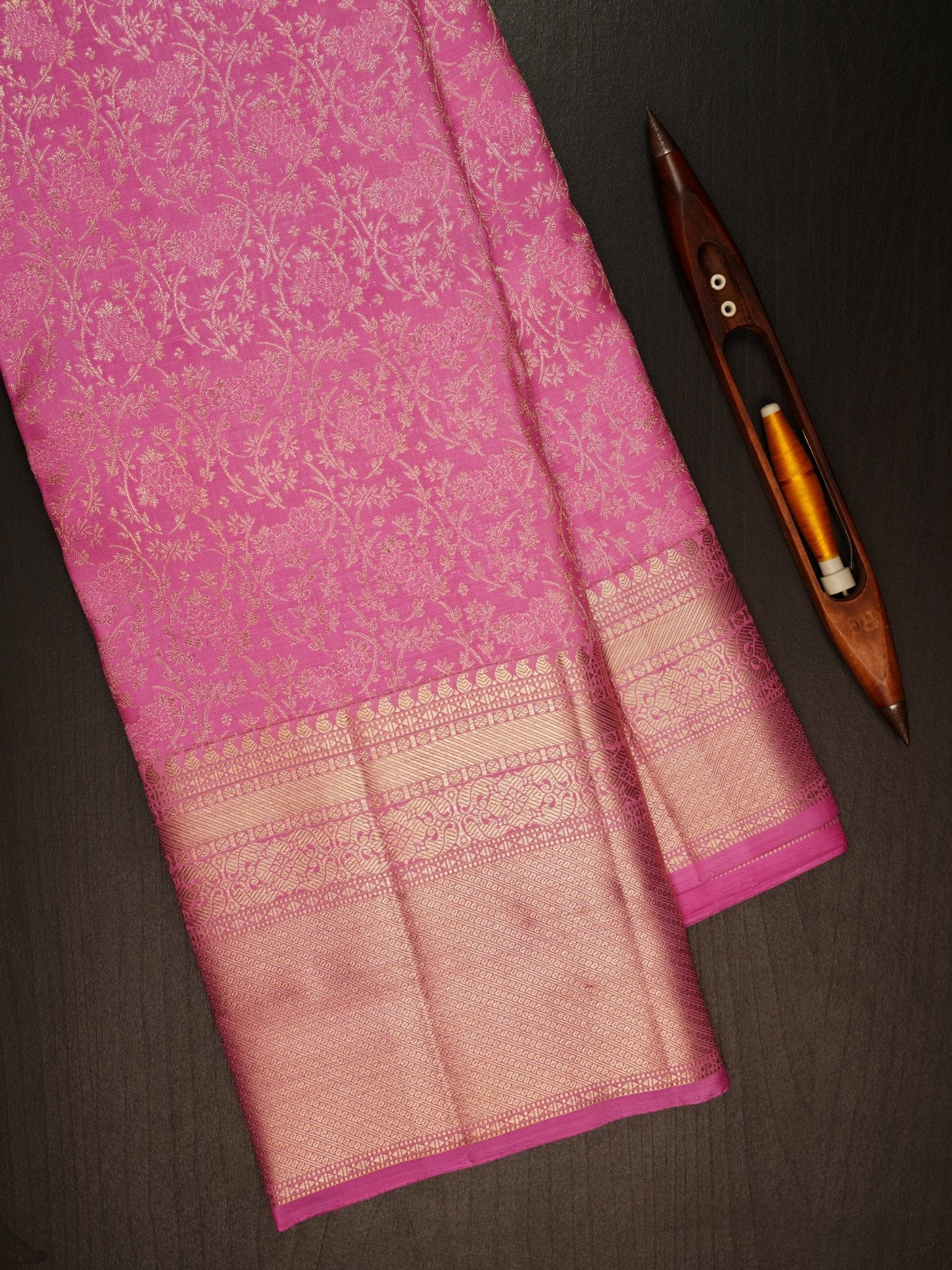 Kanchipuram Silk Pink 100% Pure Silk  Manoranjitham Weaves - Handloom Store