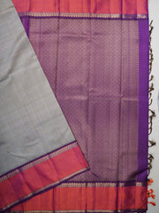 Kanchipuram Silk Grey 100% Pure Silk  Manoranjitham Weaves - Handloom Store