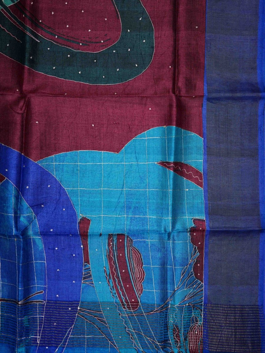 Tussars Purple 100% Pure Tussar Manoranjitham Weaves - Handloom Store