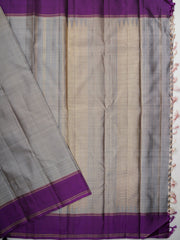 Kanchipuram Silk Grey 100% Pure Silk  Manoranjitham Weaves - Handloom Store