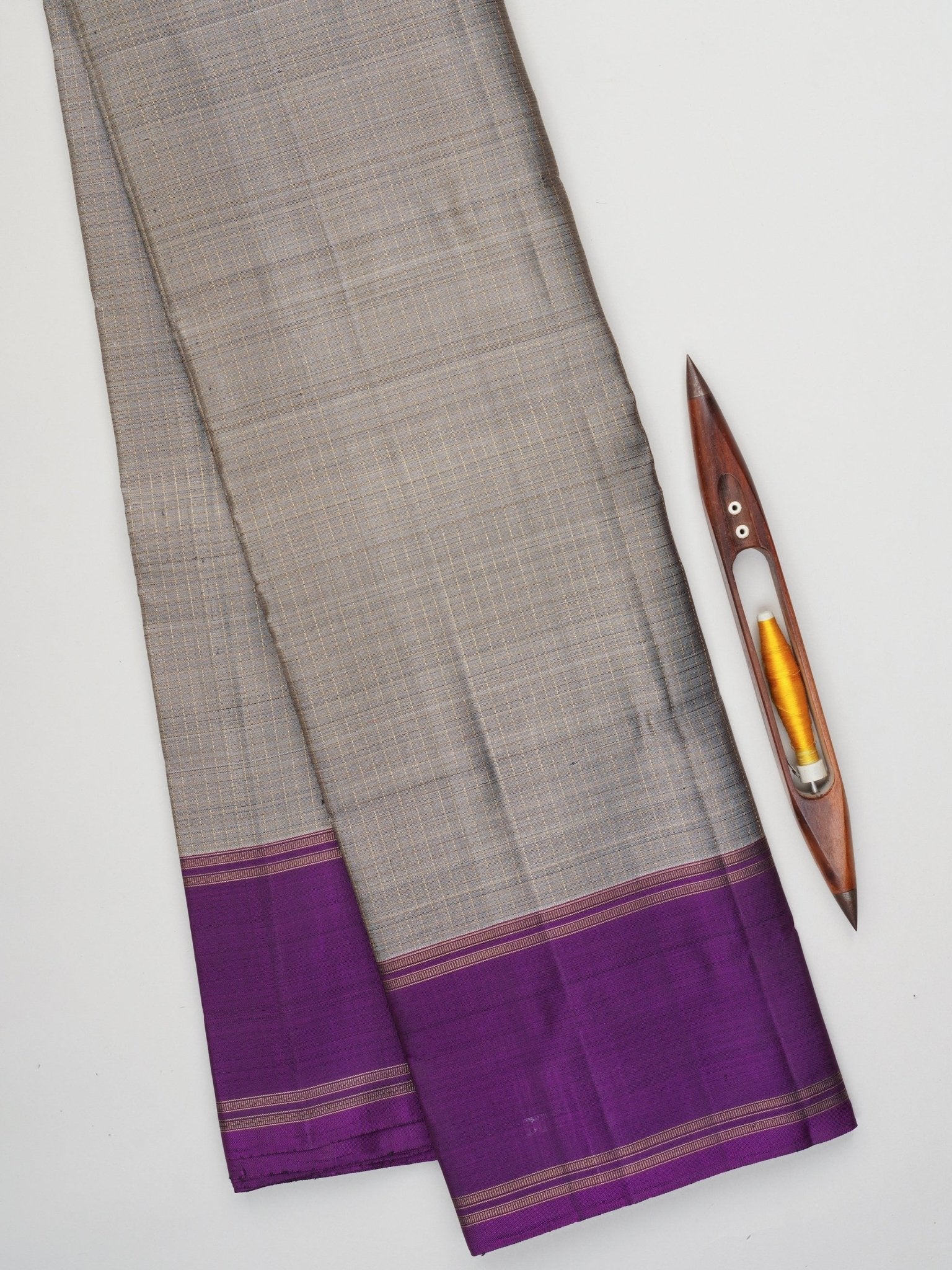 Kanchipuram Silk Grey 100% Pure Silk  Manoranjitham Weaves - Handloom Store